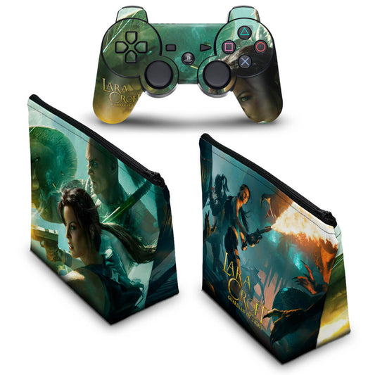 KIT Capa Case e Skin Anti-Rage PS3 Controle - Lara Tomb Raider