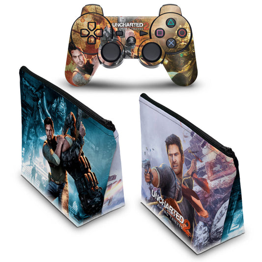 KIT Capa Case e Skin Anti-Rage PS3 Controle - Uncharted 2