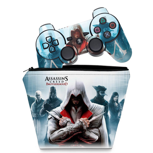 KIT Capa Case e Skin Anti-Rage PS3 Controle - Assassins Creed Brotherhood #C