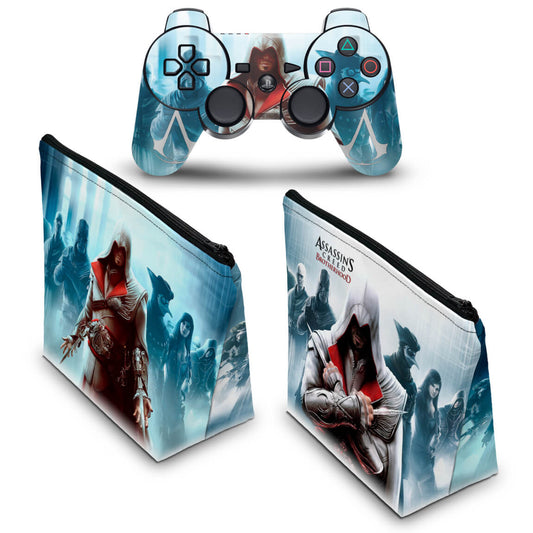 KIT Capa Case e Skin Anti-Rage PS3 Controle - Assassins Creed Brotherhood #C