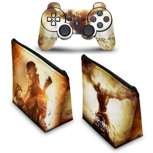 KIT Capa Case e Skin Anti-Rage PS3 Controle - God Of War 4