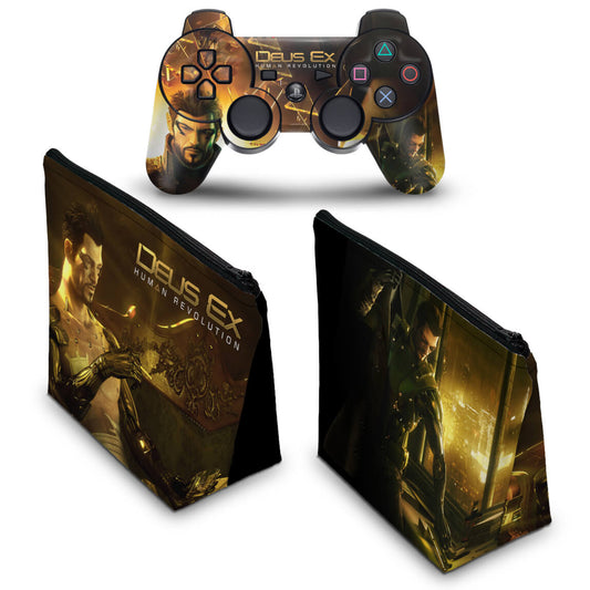 KIT Capa Case e Skin Anti-Rage PS3 Controle - Deus Ex Human