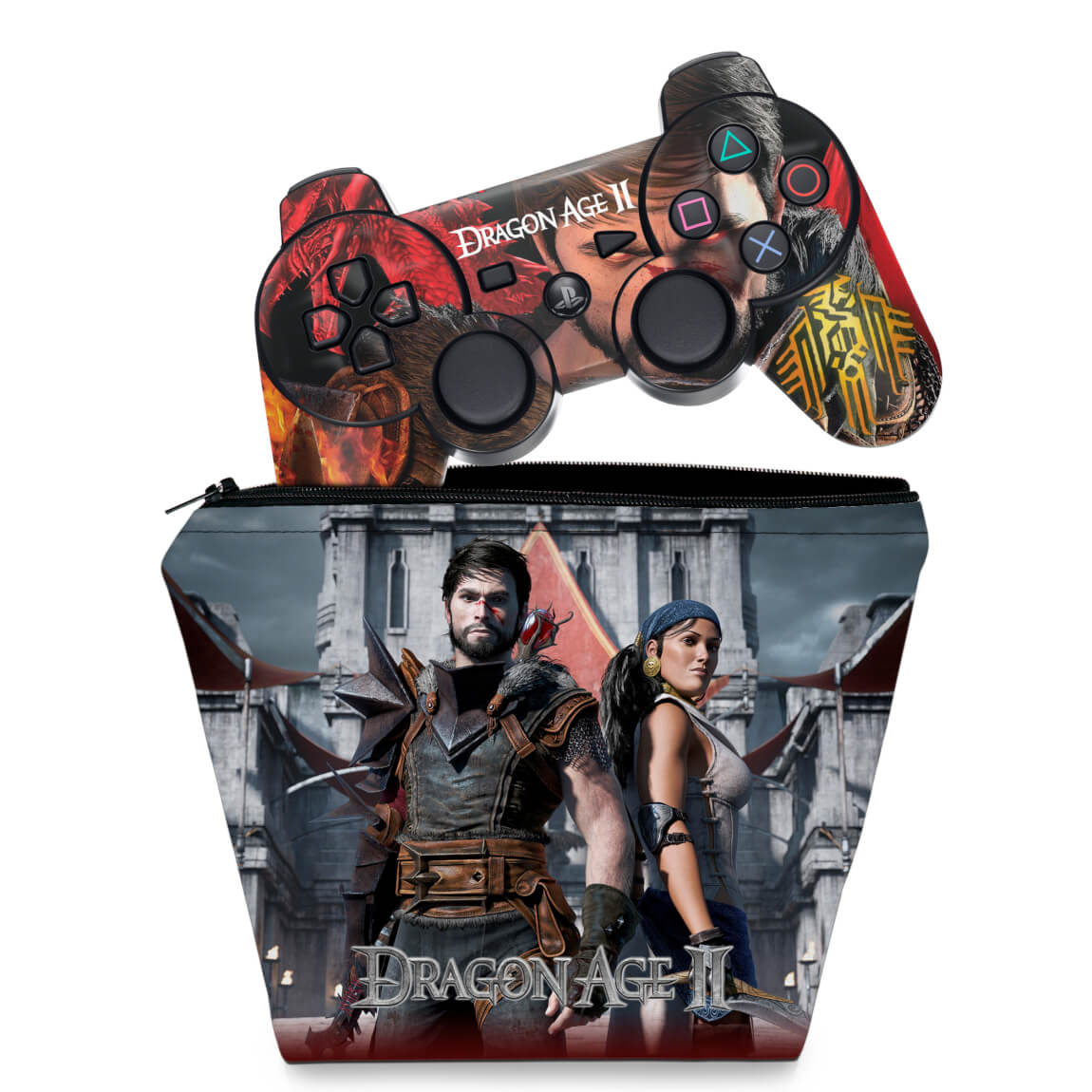 KIT Capa Case e Skin Anti-Rage PS3 Controle - Dragon Age 2