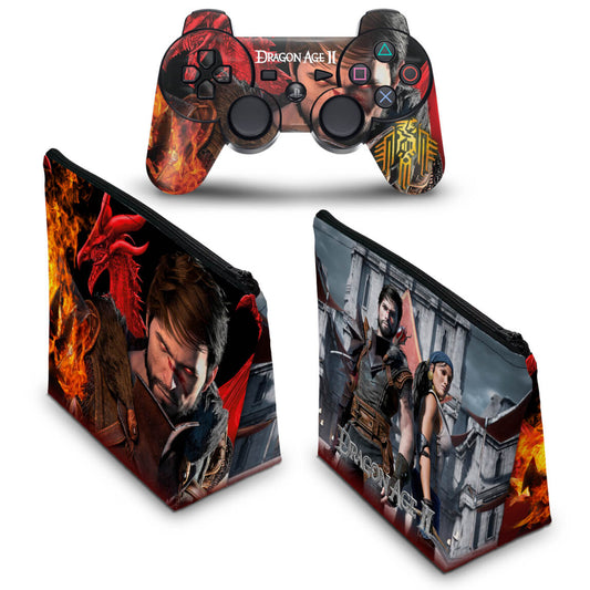 KIT Capa Case e Skin Anti-Rage PS3 Controle - Dragon Age 2