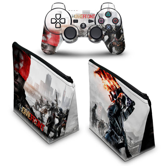 KIT Capa Case e Skin Anti-Rage PS3 Controle - Homefront