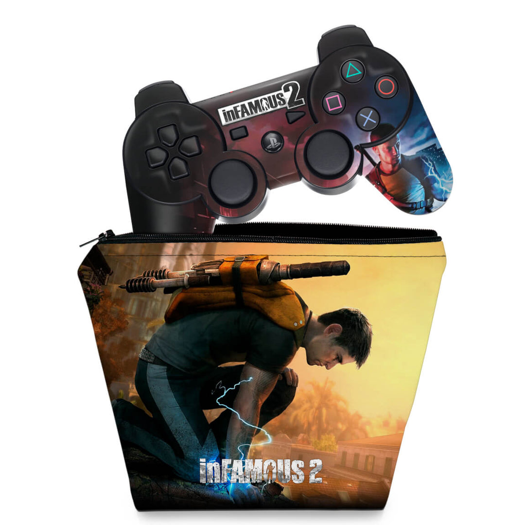 KIT Capa Case e Skin Anti-Rage PS3 Controle - Infamous 2 - Pop Arte Skins