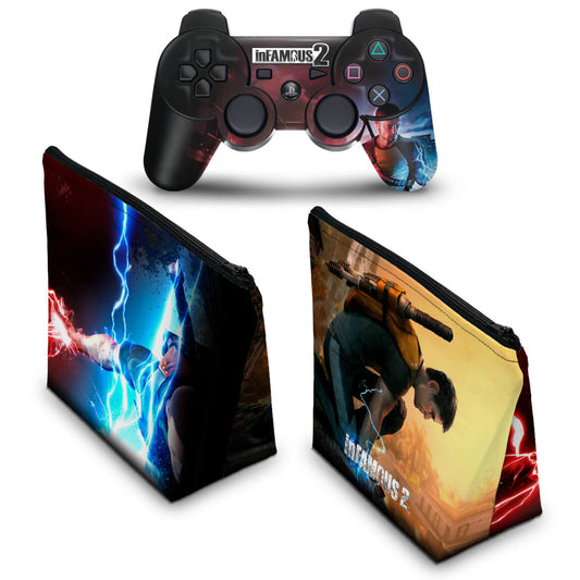 KIT Capa Case e Skin Anti-Rage PS3 Controle - Infamous 2