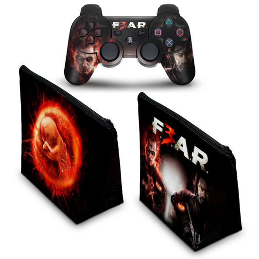 KIT Capa Case e Skin Anti-Rage PS3 Controle - F3ar Fear 3