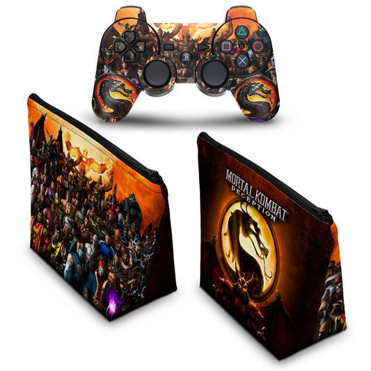 KIT Capa Case e Skin Anti-Rage PS3 Controle - Mortal Kombat #b