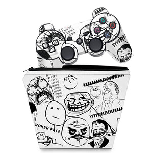 KIT Capa Case e Skin Anti-Rage PS3 Controle - Memes - Pop Arte Skins
