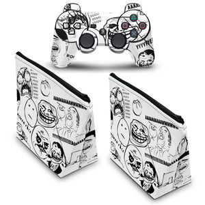 KIT Capa Case e Skin Anti-Rage PS3 Controle - Memes - Pop Arte Skins - foto 2