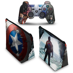 KIT Capa Case e Skin Anti-Rage PS3 Controle - Capitao America - Pop Arte Skins - foto 2