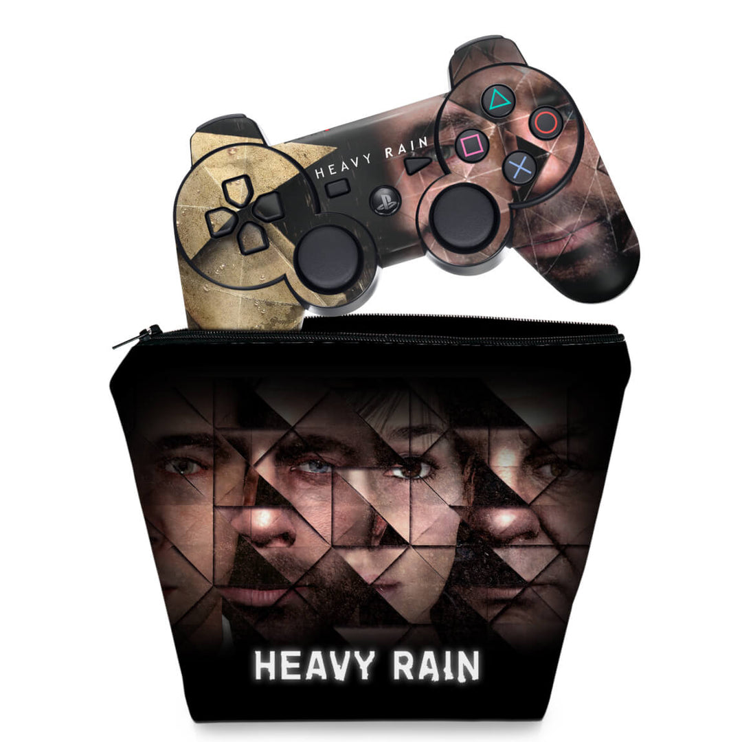 KIT Capa Case e Skin Anti-Rage PS3 Controle - Heavy Rain - Pop Arte Skins