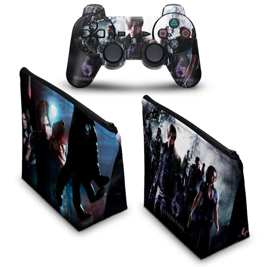 KIT Capa Case e Skin Anti-Rage PS3 Controle - Resident Evil 6