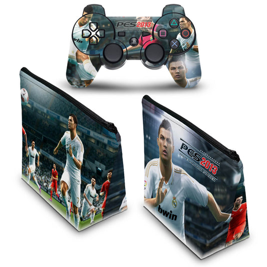 KIT Capa Case e Skin Anti-Rage PS3 Controle - Pes 2013 Pro