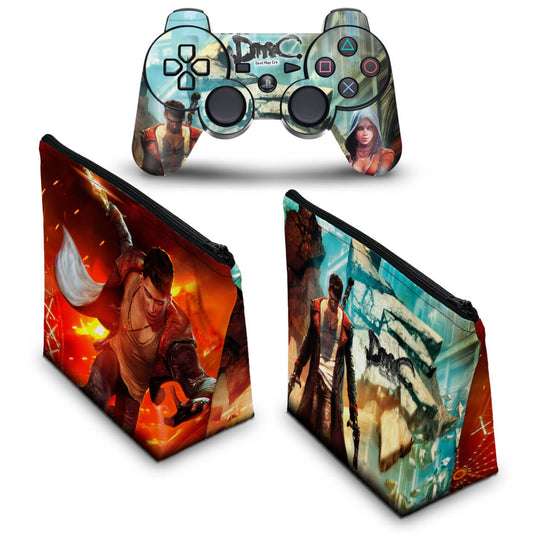 KIT Capa Case e Skin Anti-Rage PS3 Controle - Dmc Devil May Cry