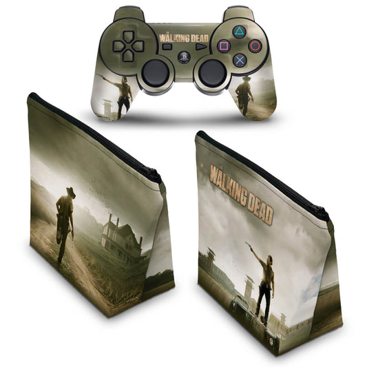 KIT Capa Case e Skin Anti-Rage PS3 Controle - The Walking Dead