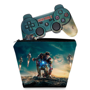 KIT Capa Case e Skin Anti-Rage PS3 Controle - Homem De Ferro - Pop Arte Skins