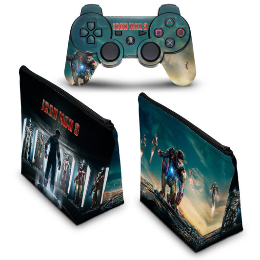 KIT Capa Case e Skin Anti-Rage PS3 Controle - Homem De Ferro