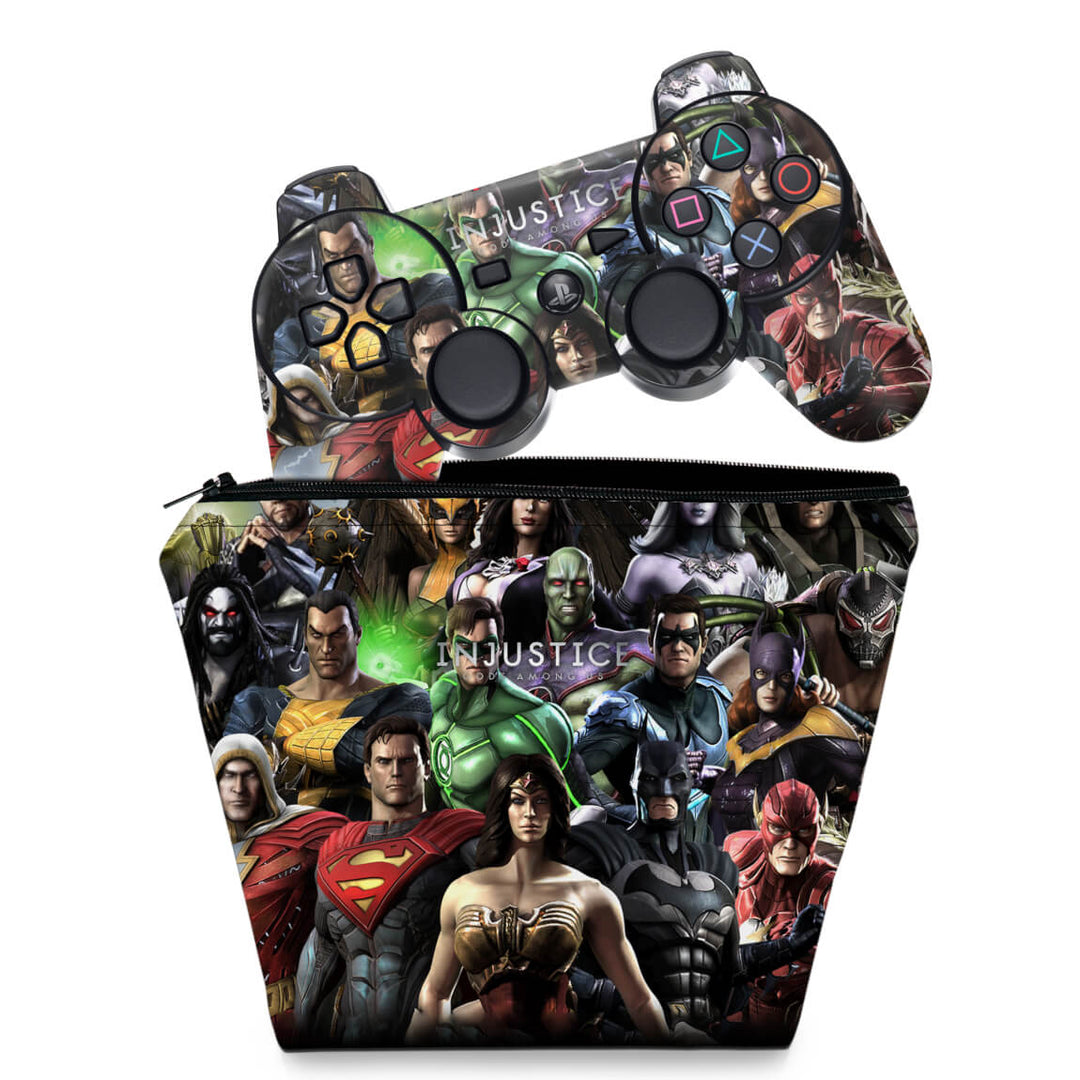 KIT Capa Case e Skin Anti-Rage PS3 Controle - Injustice - Pop Arte Skins