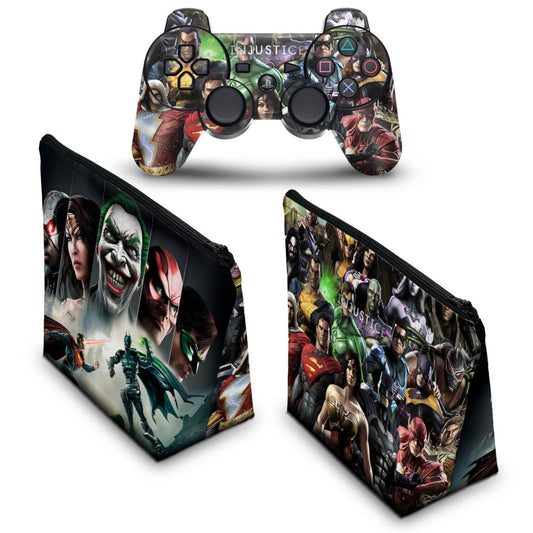 KIT Capa Case e Skin Anti-Rage PS3 Controle - Injustice