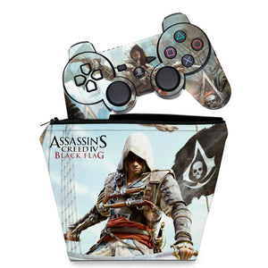 KIT Capa Case e Skin Anti-Rage PS3 Controle - Assassins Creed IV Black Flag - Pop Arte Skins