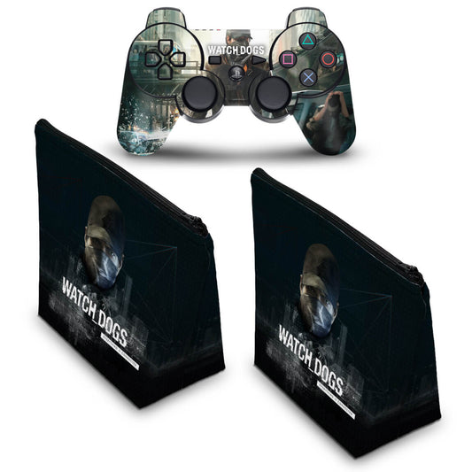 KIT Capa Case e Skin Anti-Rage PS3 Controle - Watch Dogs
