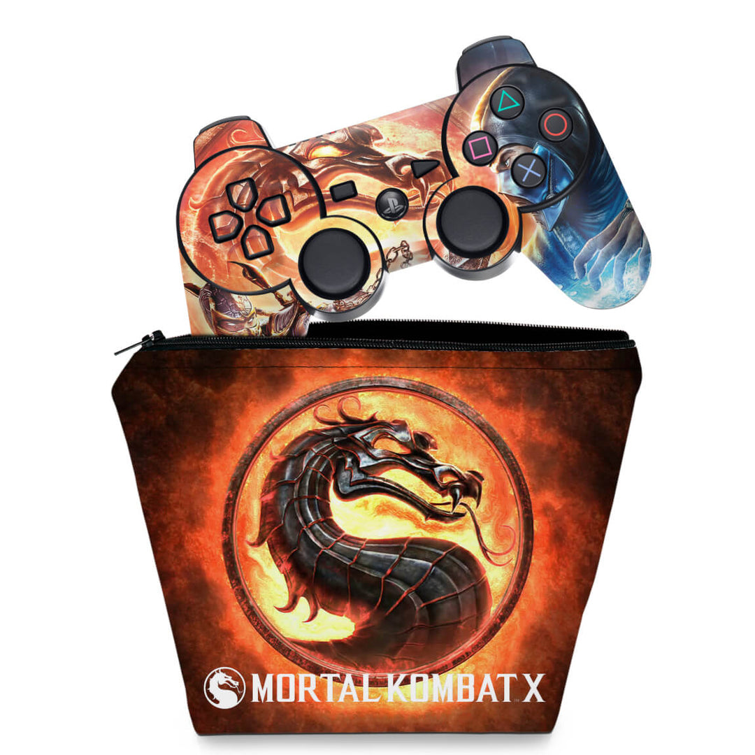 KIT Capa Case e Skin Anti-Rage PS3 Controle - Mortal Kombat - Pop Arte Skins
