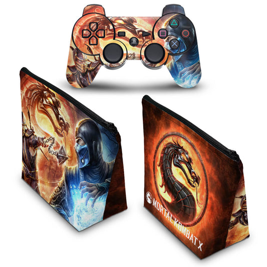 KIT Capa Case e Skin Anti-Rage PS3 Controle - Mortal Kombat