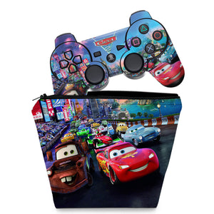 KIT Capa Case e Skin Anti-Rage PS3 Controle - Carros 2 Cars - Pop Arte Skins