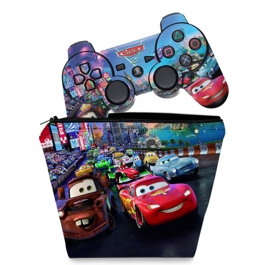KIT Capa Case e Skin Anti-Rage PS3 Controle - Carros 2 Cars