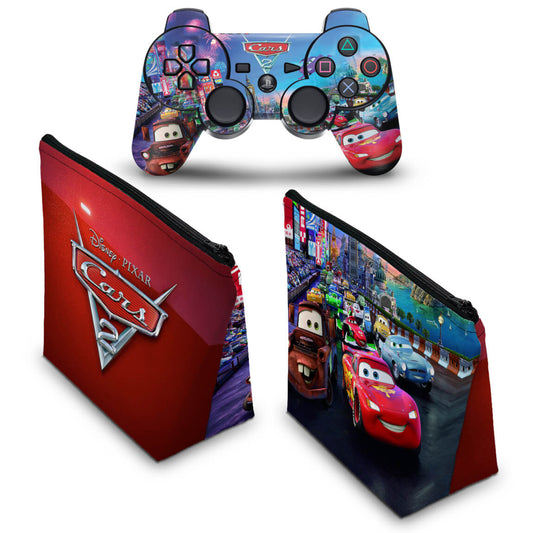 KIT Capa Case e Skin Anti-Rage PS3 Controle - Carros 2 Cars