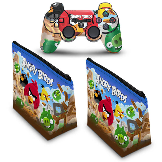 KIT Capa Case e Skin Anti-Rage PS3 Controle - Angry Birds