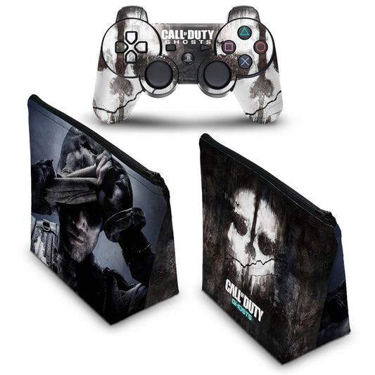 KIT Capa Case e Skin Anti-Rage PS3 Controle - Call Of Duty Ghosts