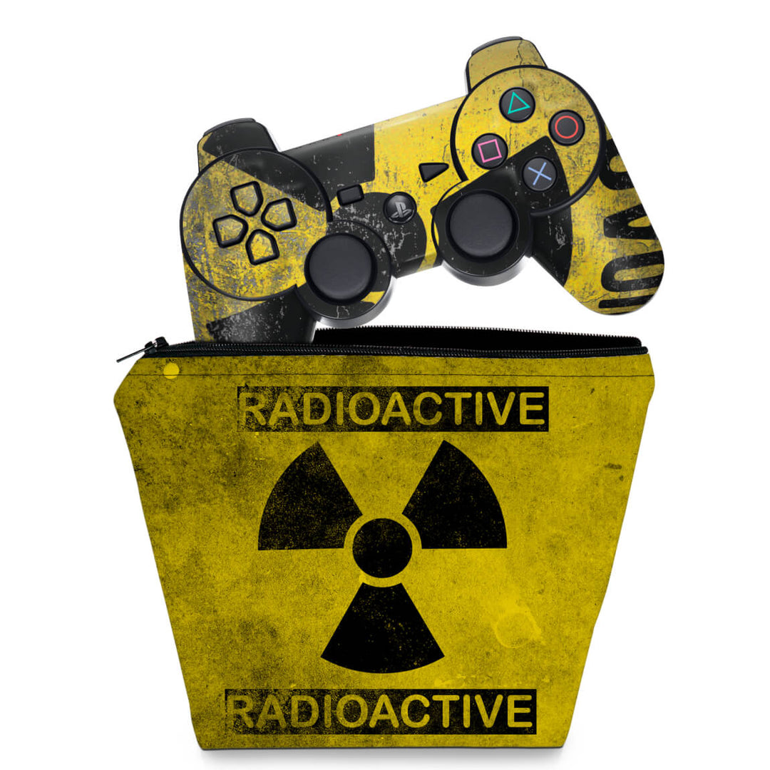 KIT Capa Case e Skin Anti-Rage PS3 Controle - Radioativo - Pop Arte Skins