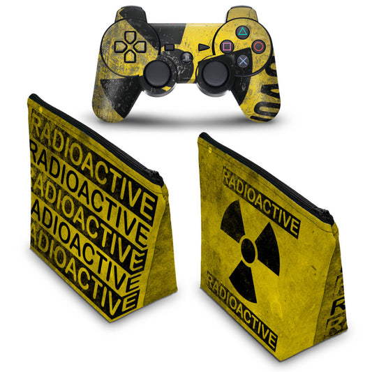 KIT Capa Case e Skin Anti-Rage PS3 Controle - Radioativo