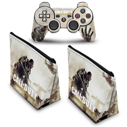 KIT Capa Case e Skin Anti-Rage PS3 Controle - Call Of Duty Advanced Warfare