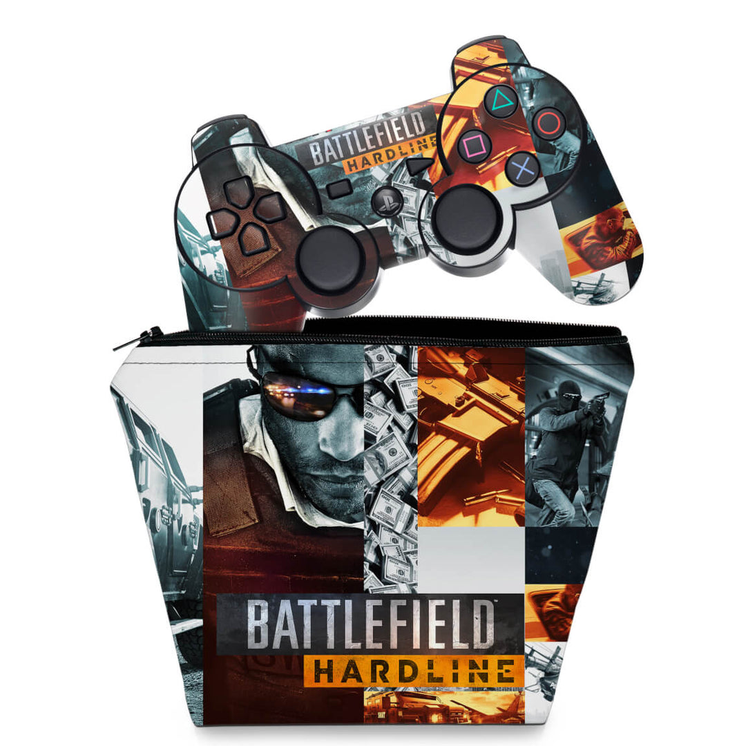 KIT Capa Case e Skin Anti-Rage PS3 Controle - Battlefield Hardline - Pop Arte Skins