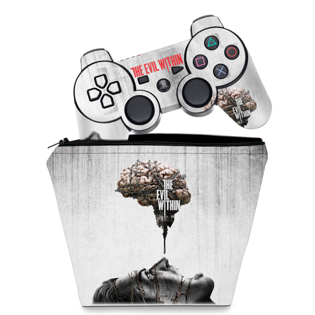 KIT Capa Case e Skin Anti-Rage PS3 Controle - The Evil Within - Pop Arte Skins