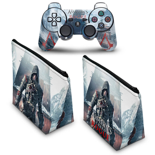 KIT Capa Case e Skin Anti-Rage PS3 Controle - Assassins Creed Rogue