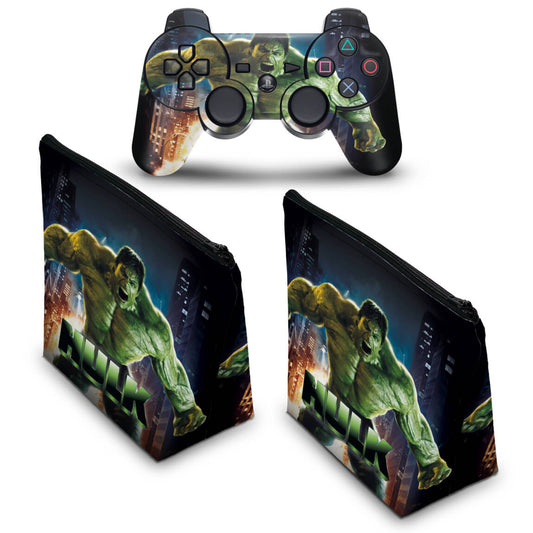 KIT Capa Case e Skin Anti-Rage PS3 Controle - Hulk