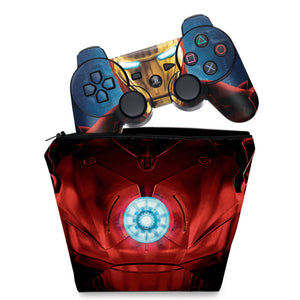 KIT Capa Case e Skin Anti-Rage PS3 Controle - Iron Man - Pop Arte Skins