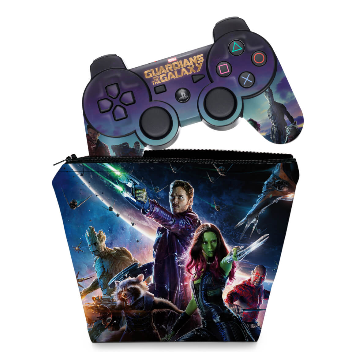 KIT Capa Case e Skin Anti-Rage PS3 Controle - Guardiões Da Galaxia