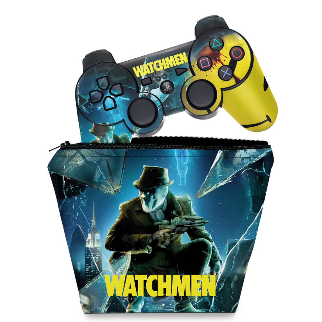 KIT Capa Case e Skin Anti-Rage PS3 Controle - Watchmen - Pop Arte Skins