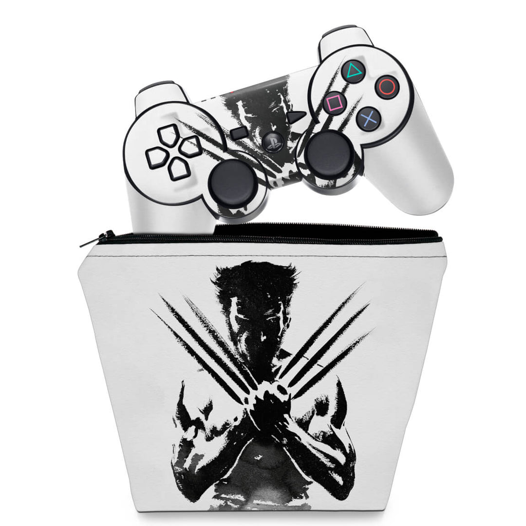 KIT Capa Case e Skin Anti-Rage PS3 Controle - Wolverine X-men - Pop Arte Skins