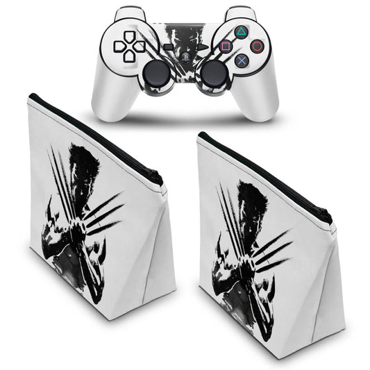 KIT Capa Case e Skin Anti-Rage PS3 Controle - Wolverine X-men