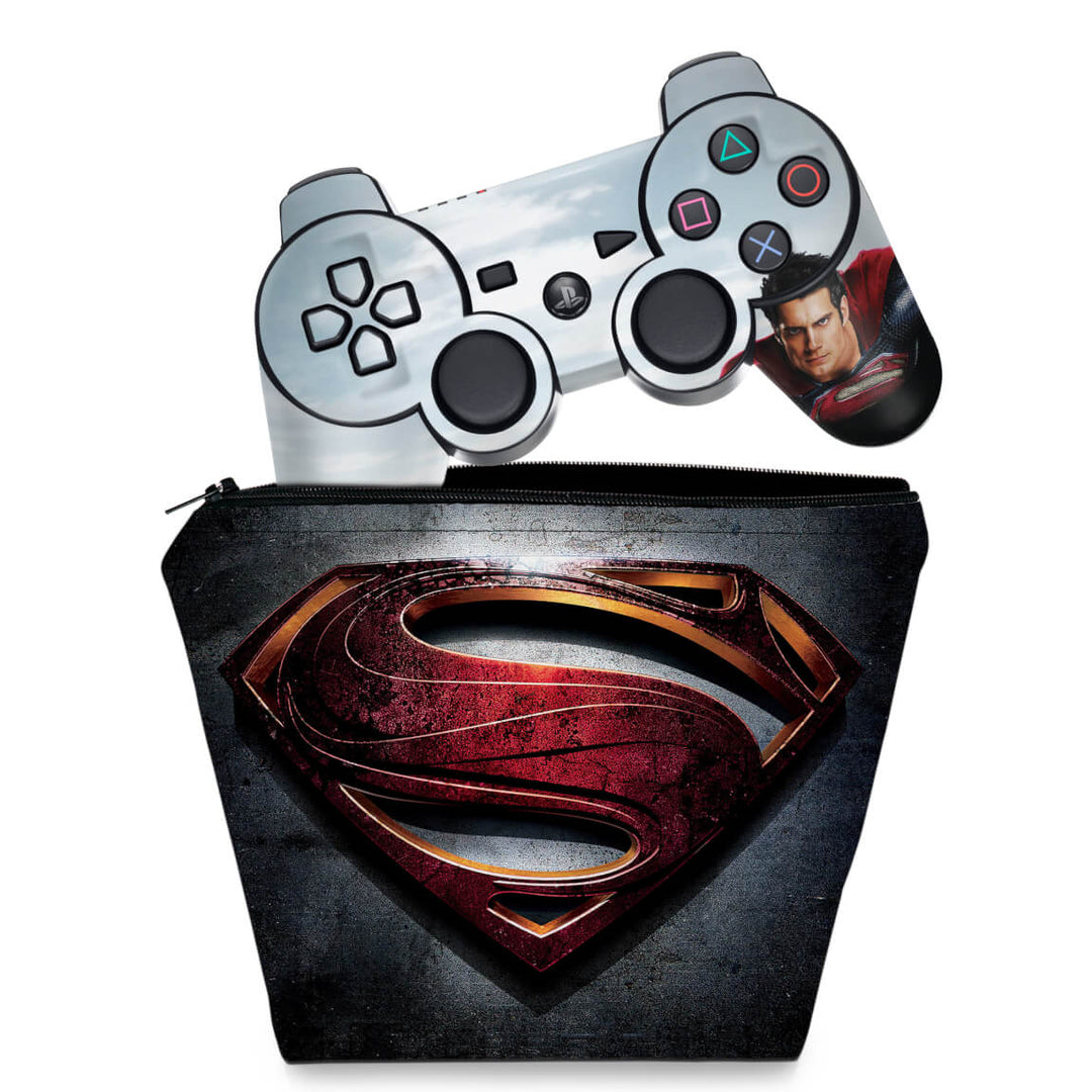 KIT Capa Case e Skin Anti-Rage PS3 Controle - Superman - Pop Arte Skins