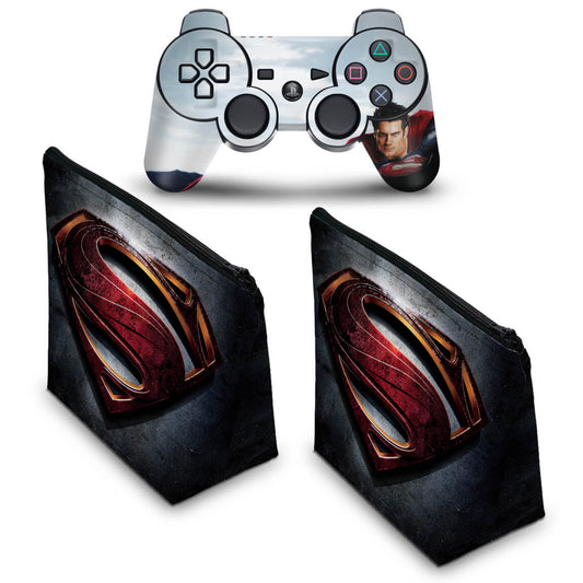 KIT Capa Case e Skin Anti-Rage PS3 Controle - Superman