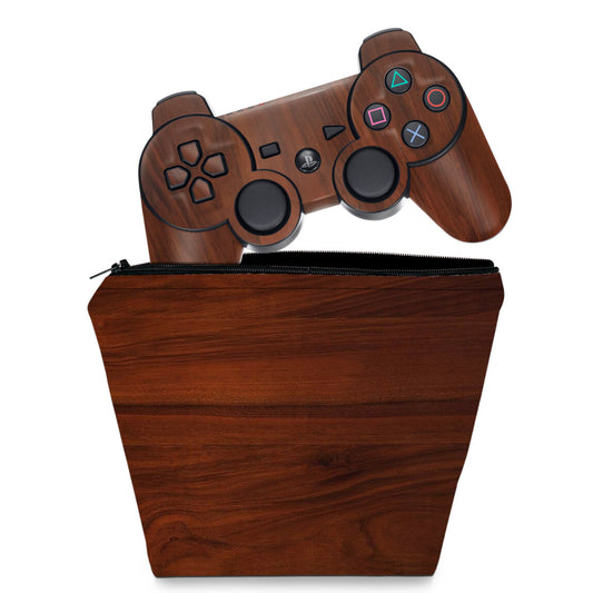 KIT Capa Case e Skin Anti-Rage PS3 Controle - Madeira #1