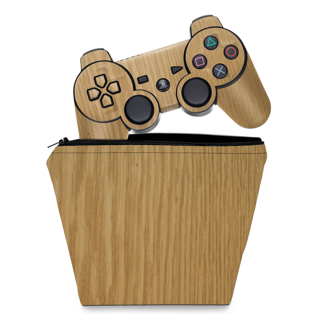 KIT Capa Case e Skin Anti-Rage PS3 Controle - Madeira #2 - Pop Arte Skins
